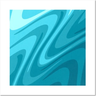 Blue Abstract Swirl 70s Retro Posters and Art